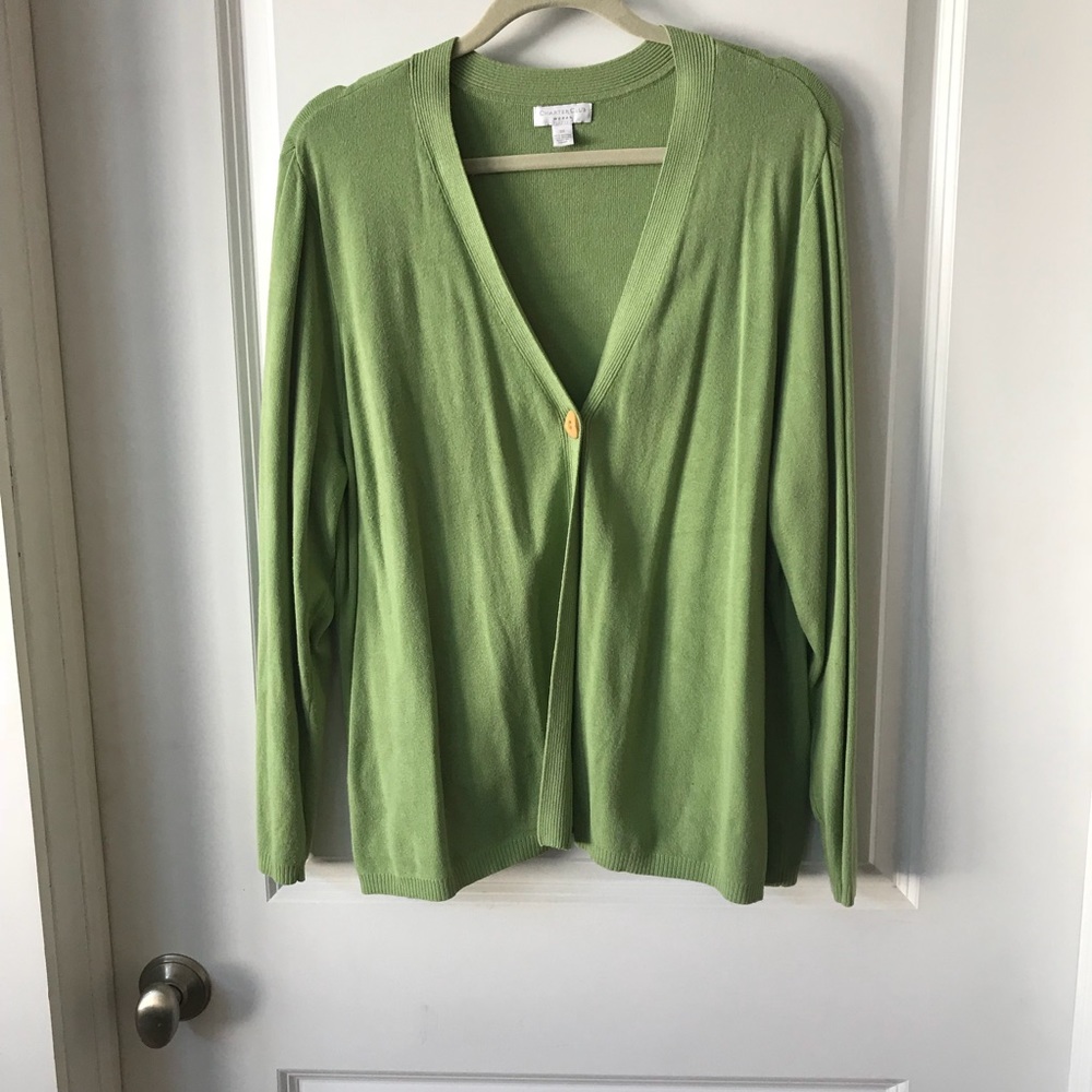 Charter Club Green One-Button Cardigan Plus Size!